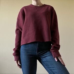 Izod burgundy cropped crewneck sweatshirt